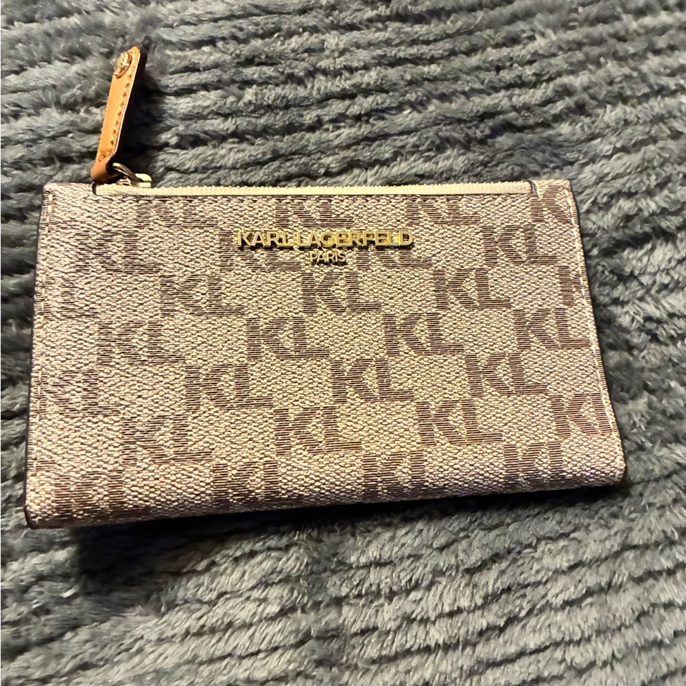 Karl Lagerfeld Beige and Brown Monogram Wallet